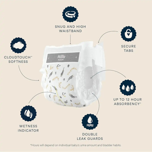 Millie Moon Luxury Diapers, Size 4, 72 Count